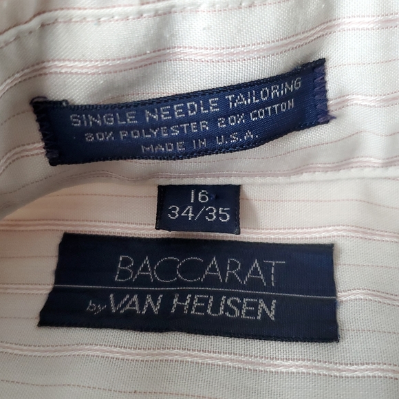 Vintage Baccarat by Van Huesen Men's Long Sleeve Button Up. XL. White|Pink - Picture 3 of 14